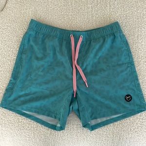 Duvin teal cheetah print sport shorts with liner